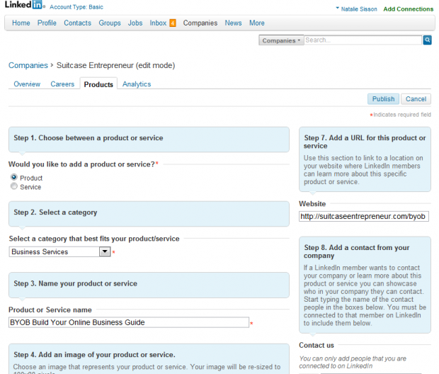 Adding a product on your LinkedIn company profile