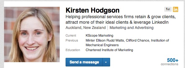 Kirsten Hodgson LinkedIn professional profile example