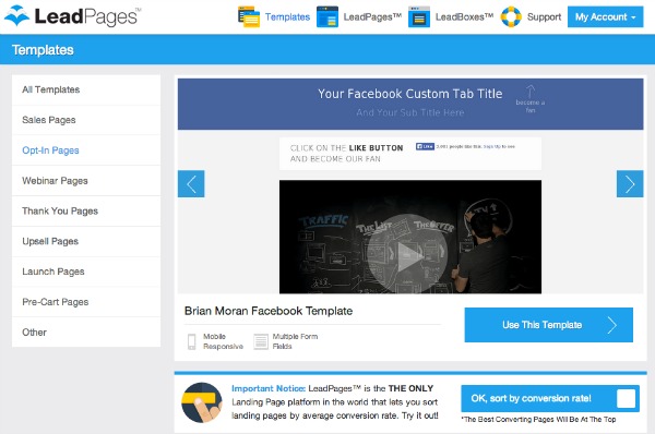 LeadPages Facebook Optin Example