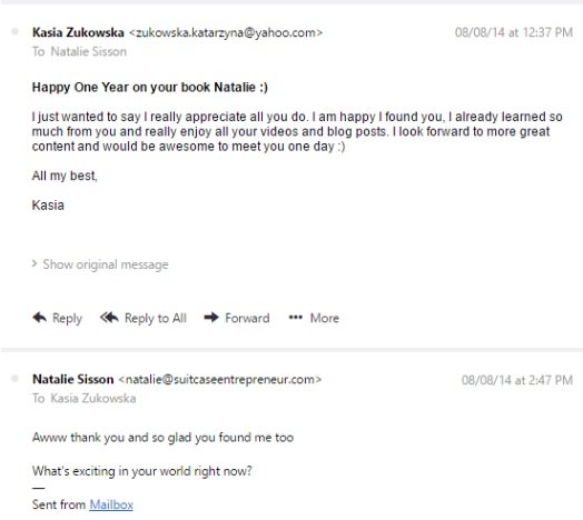 Natalie's reply to Kasia